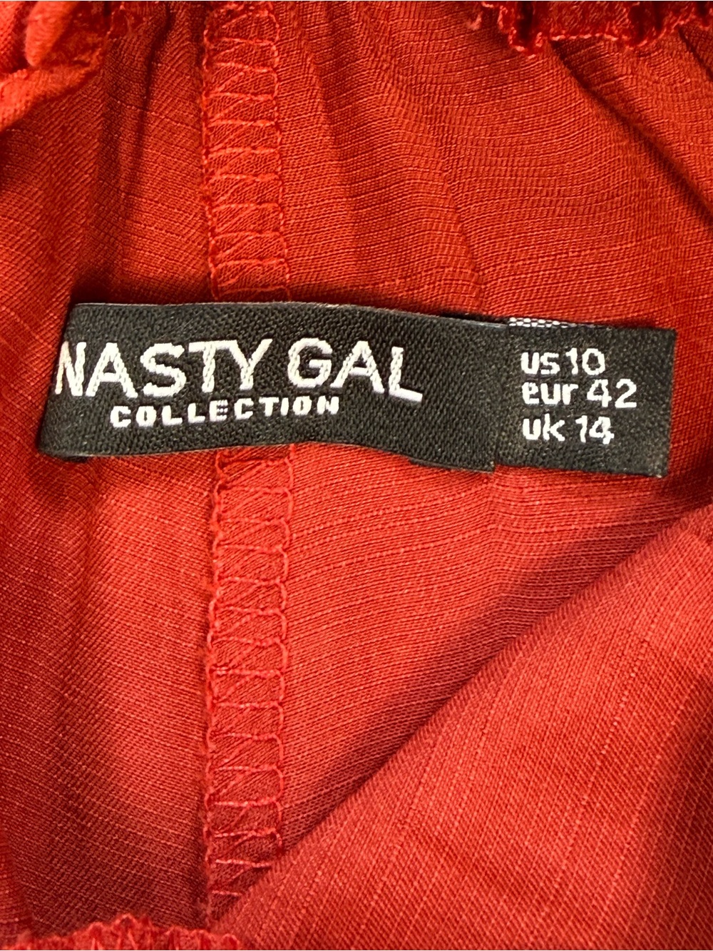 Nasty Gal Rust Red Halter Chic Summer Vacation Ruffle Romper | Size 10 - Picture 7 of 12